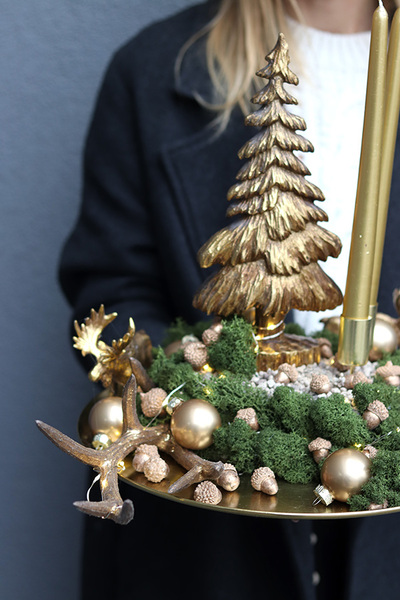 Złoty Dzień, świąteczny stroik na stół LED