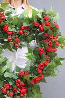 Angielska Róża Red, wieniec nagrobny w kształcie serca