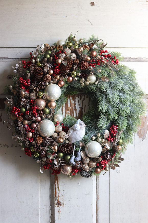 bajeczny wianek świąteczny, Zimowy Ptaszek, śr.38cm