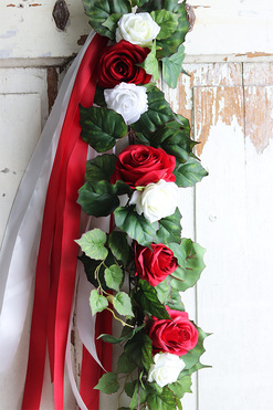biało-czerwona girlanda z różami, Polonia, dł.1m 