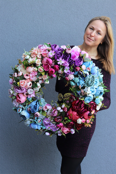 Caryca Katarzyna Dreamiosa, bogaty wianek na drzwi, śr.64cm   