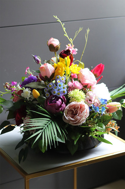 Kolorowe Życie, kompozycja nagrobna w naczyniu, wym.54x54cm 