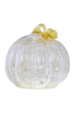 Glass Pumpkin LED, dekoracyjna dynia szklana, biała, wym.21x21cm