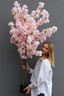 Kwitnąca Wiśnia, sztuczna roślina w doniczce, różowa, wys.160cm