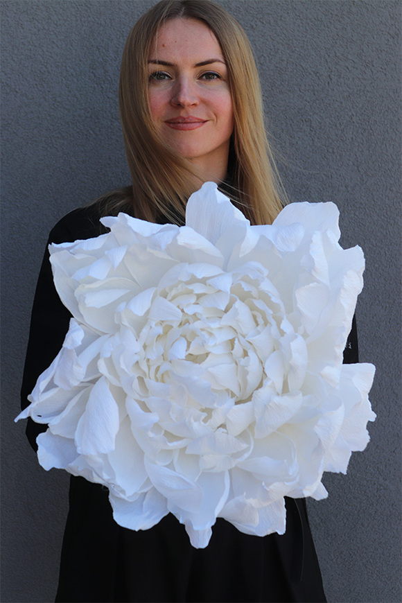 Paper Flower Ł, ręcznie robiony kwiat papierowy, wym.32x15cm