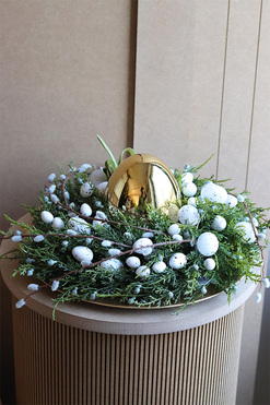 Kreolia, stroik wielkanocny na talerzu z jajem, wym.15x30cm 