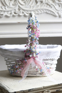 Kaszka Pastella Blue, dekorowany koszyczek wielkanocny z serwetką, wys.30cm