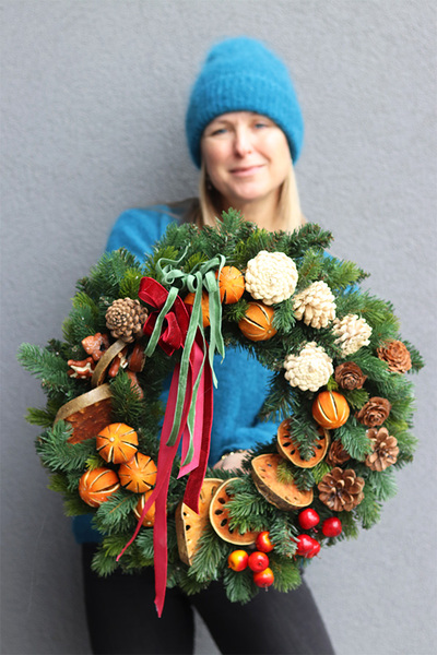 Naturalne Święta, świąteczny wianek z suszonymi owocami
