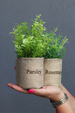 Herbs, sztuczne zioła w jucie, kpl.3szt