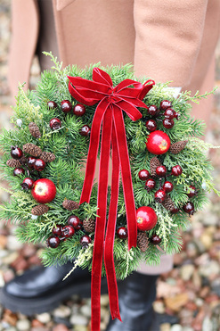 Dekolores, bożonarodzeniowy wianek na drzwi, śr.27cm