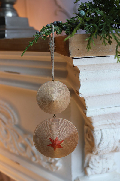 Modern Wood House B, drewniane zawieszki na choinkę ze wzorem