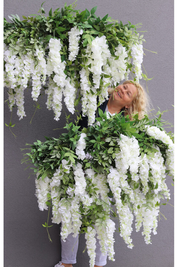 elegancka girlanda z białymi kwiatami, Wisterianna Premium