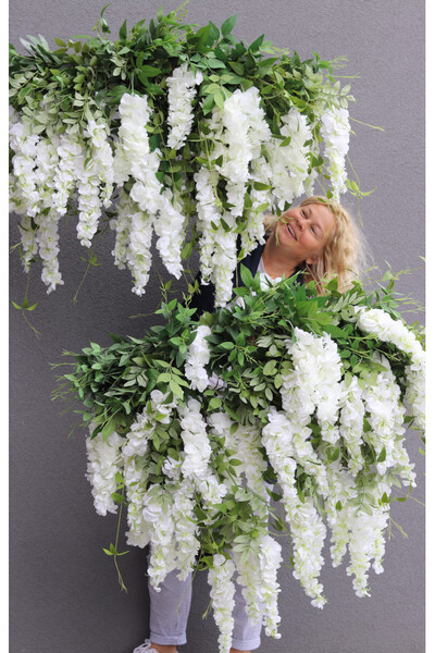 elegancka girlanda z białymi kwiatami, Wisterianna Premium
