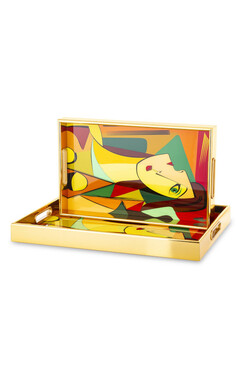 Kubizm B, stylowa taca melaminowa, kpl.2szt