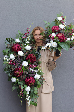 Ruberia Maxi, komplet dekoracji nagrobnych, wiązanka + bukiet