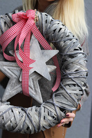 Drewniane Gwiazdy, świąteczny wianek drewniany