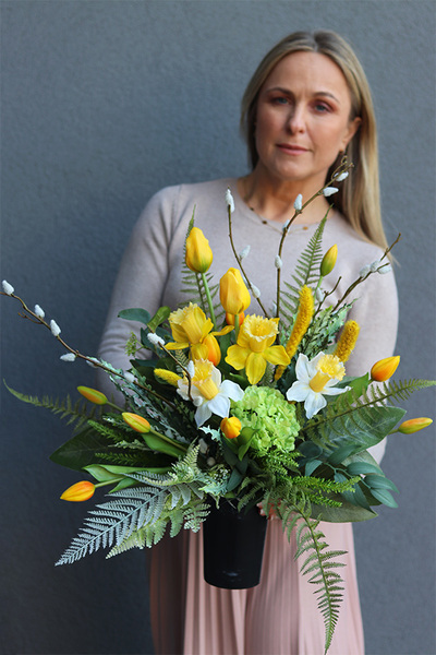 Spring Lux, bukiet nagrobny z gumowymi kwiatami