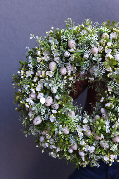 Wielkanocne Nastroje, wielkanocny wianek z jajkami