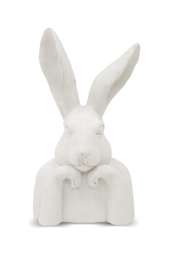 Zając Myśliciel B, figurka zajączek wielkanocny, biały, wys.49cm