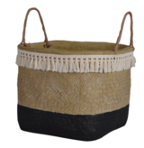 Boho Black, kosz kwadratowy / osłonka na donicę, ceramicza, czarny, wym.32x32x23cm