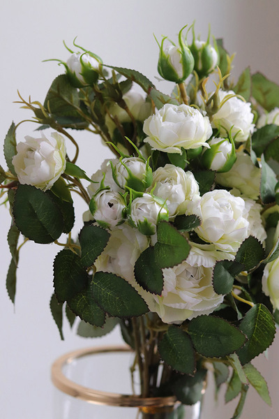 Rosalie, gałązka sztucznej róży, biała
