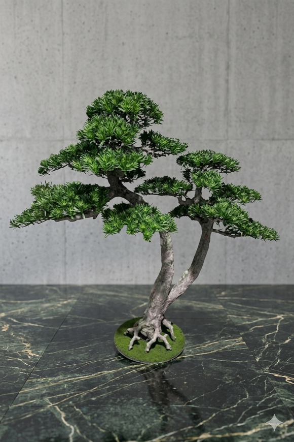 Bonsai, sztuczna roślina na podstawie
