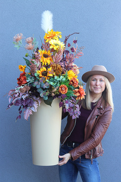 Złote Słoneczniki, jesienna kompozycja kwiatowa, wys.125cm 