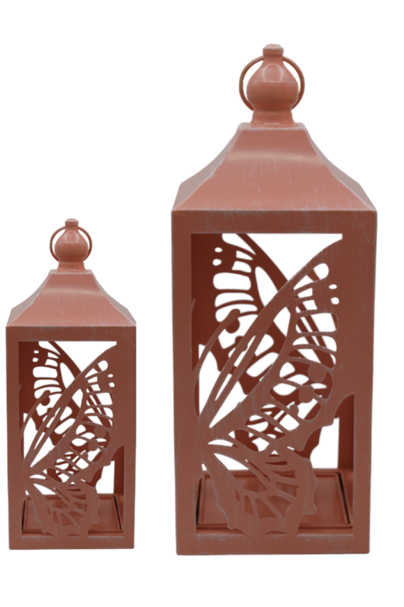 Butterfly Pink, metalowy lampion latarenka