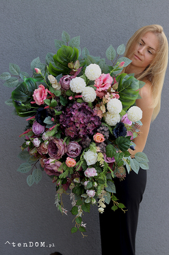 Wspomnienia Violet, pastelowa wiązanka nagrobna, dł.75cm 