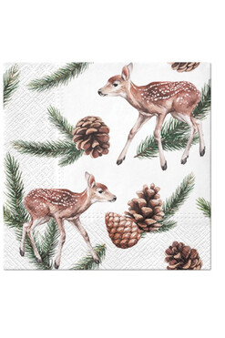 OD RĘKI świąteczne serwetki papierowe Sarenki, 33x33cm