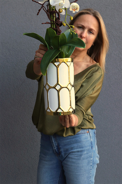  Gostlik, storczyk w biało-złotym naczyniu