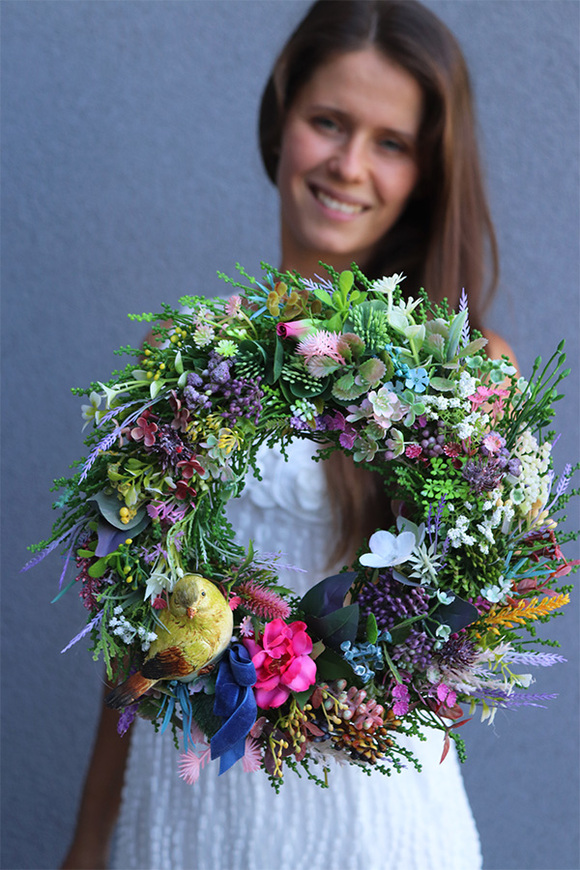 Kolorato, wianek z ptaszkiem, śr.33cm