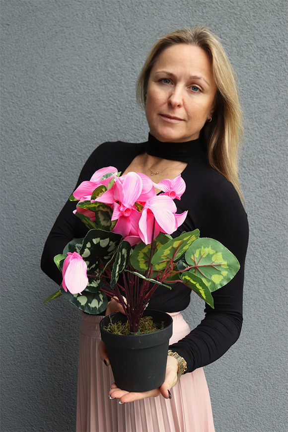 Cyklamen sztuczny w doniczce, różowy