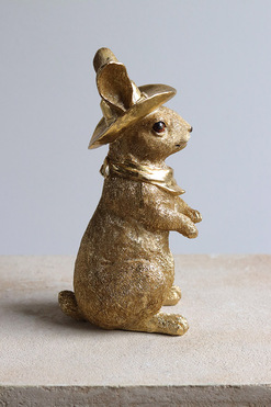 OD RĘKI Bunny Cezarro, złota figurka wielkanocna zajączek, wys.21cm