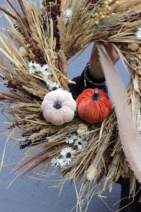 Pumpkin Boho Susz, dekoracyjny wianek z suszonych roślin