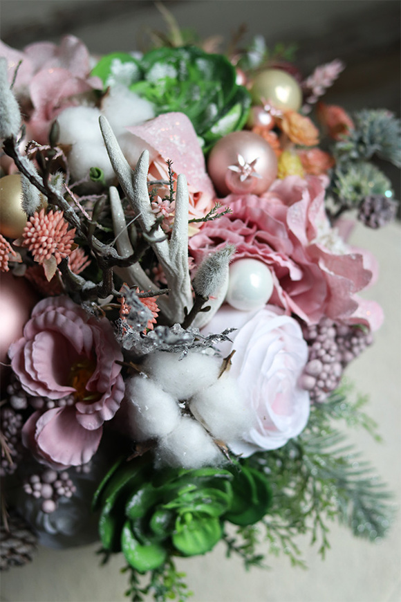 Pastelovy Deluxe, welurowy flowerbox świąteczny, wym.30x33cm 