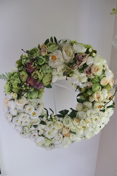 Caryca Katarzyna Green&White bardzo duży wianek sufitowy, śr.80cm