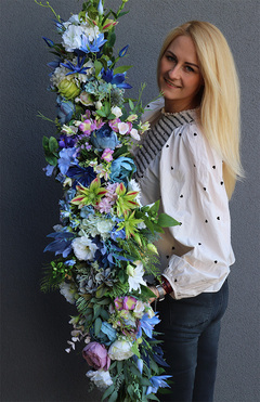 Malediwy Blue, stylowa girlanda ze sztucznych kwiatów, dł.140cm