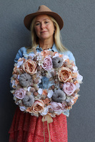 Grey Pumpkins, dekoracyjny jesienny wianek, wym.42cm 