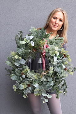 Zimową Porą, zielony wianek dekoracyjny, śr.54cm