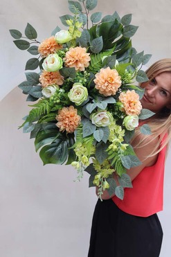 OD RĘKI Cappuccina 2, kompozycja nagrobna w naczyniu, dł.70cm