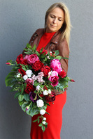 Ydeliana, bukiet nagrobny z dedykacją, dł.75cm