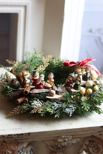 Do Szopy Hej Pasterze, świąteczny wianek dekoracyjny stroik