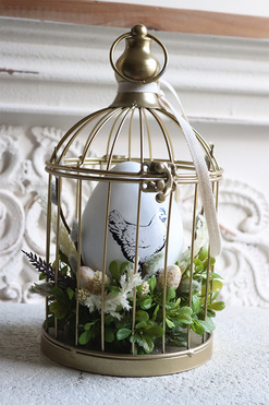 Klatka Wielkanocna, dekoracja z jajem, wys.29cm 