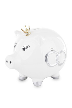 Piggy, świnka - skarbonka z motywem ślubnym, wym.14.5x17x12cm