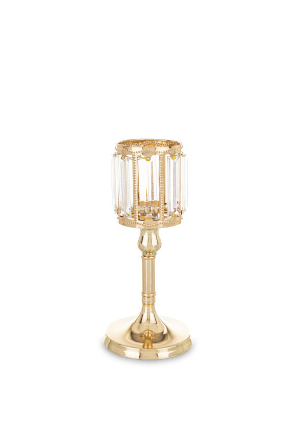 GoldDesign Deco B, złoty szklany świecznik, wym.24x11x11cm
