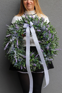 Loretti, duży wianek z lawendą i szafirkami, śr.54cm