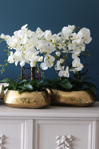 Deluxe Belldani B, sztuczny storczyk w złotej donicy, wys.58cm