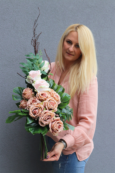 Cappuccino, komplet dekoracji nagrobnych, wiązanka + bukiet