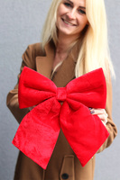 Aksamit Red, welurowa kokarda - pluszowa zawieszka